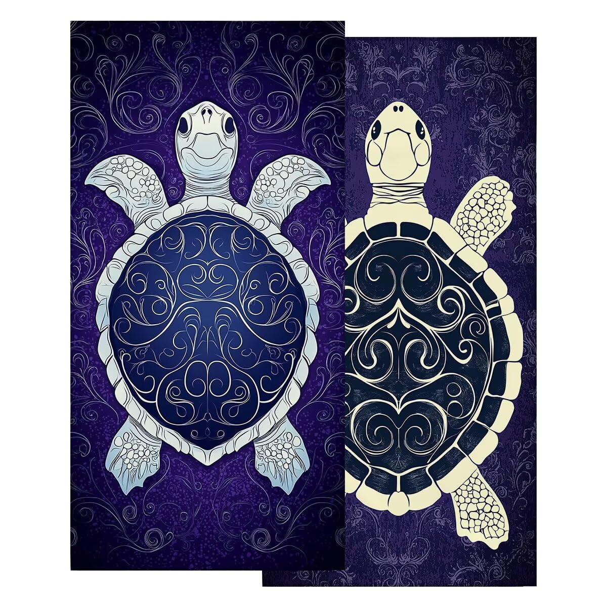 Ręcznik plażowy 90 x 180 cm, ręcznik gimnastyczny z mikrofibry szybkoschnący, zestaw 2 ręczników plażowych, lekki kompaktowy ręcznik z mikrofibry duży do podróży, prezent dla kobiet (żółw morski