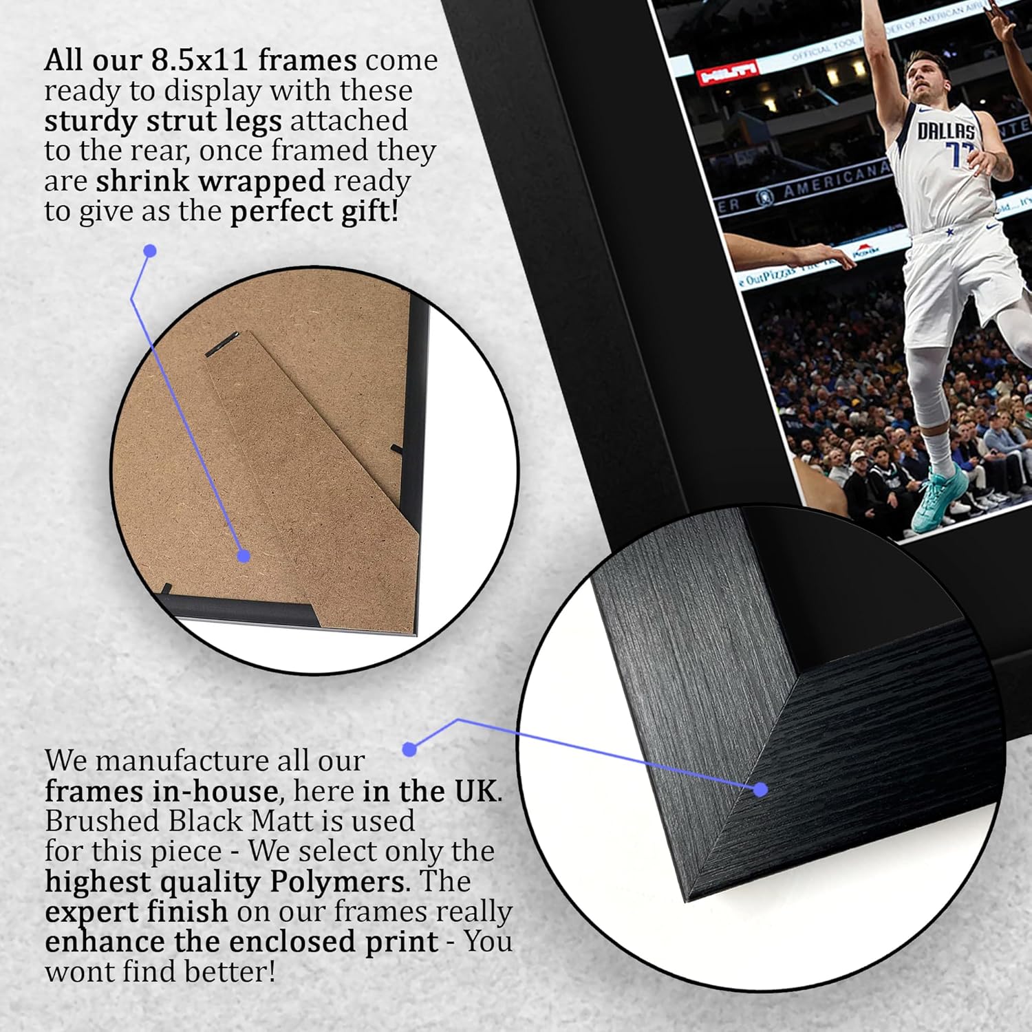 HWC Trading Luka Doncic Framed Gifts Printed Signed Autograph Picture for Basketball Memorabilia Fans - US Letter Size