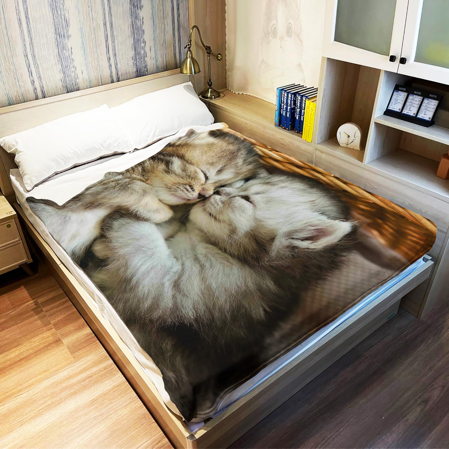 YISUMEI Decke 150x200 cm Kuscheldecken Sanft Flanell Weich Fleecedecke Bettüberwurf EIN Paar Süße Katzen