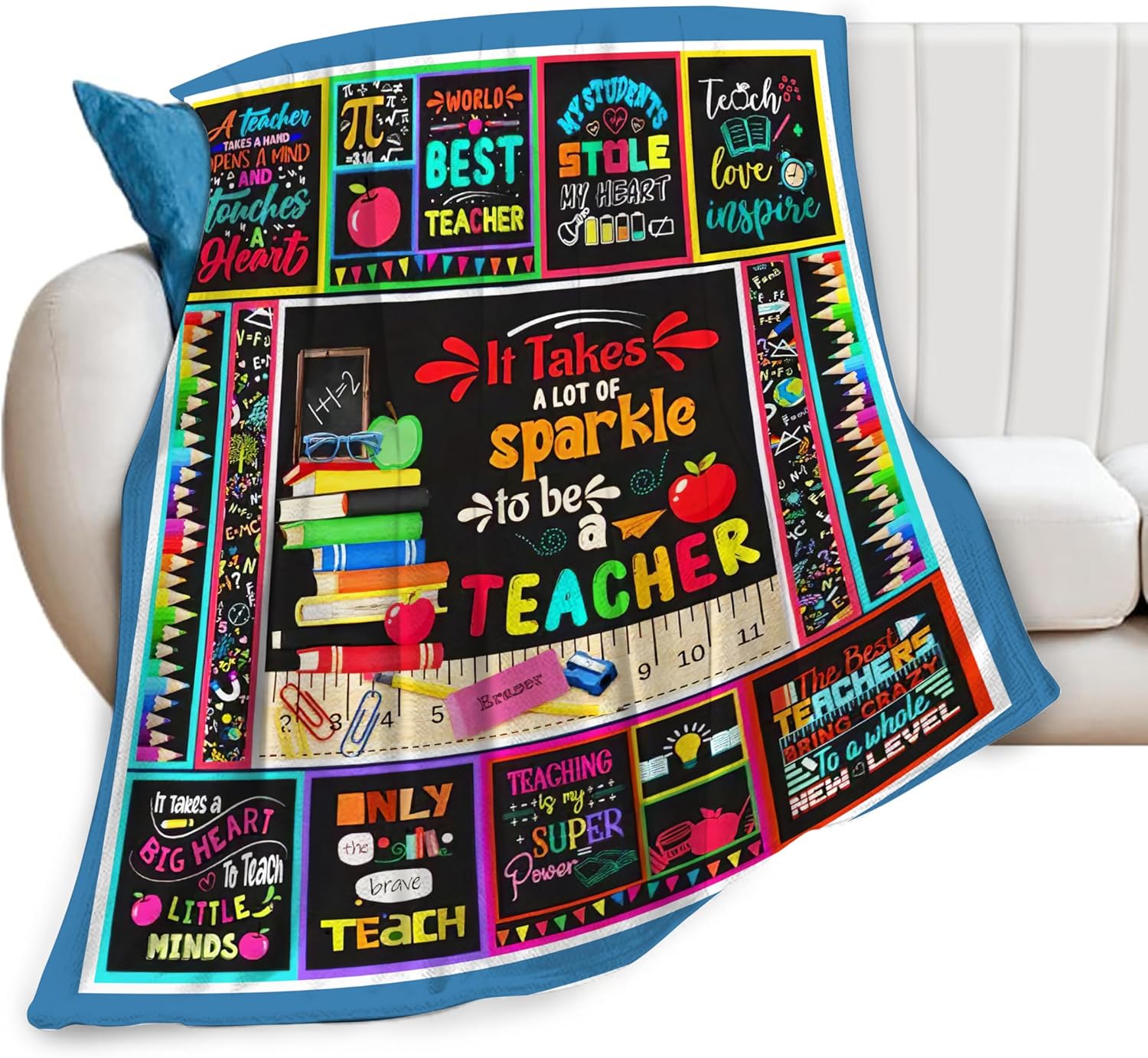 SweetFox Teacher Blanket Teacher Appreciation Gifts Decor Throw Blanket for Women Men Girls Boys Warm Soft Plush Fleece Flannel Graduation Birthday Back to School Blankets for Kids Adults 50"X40"