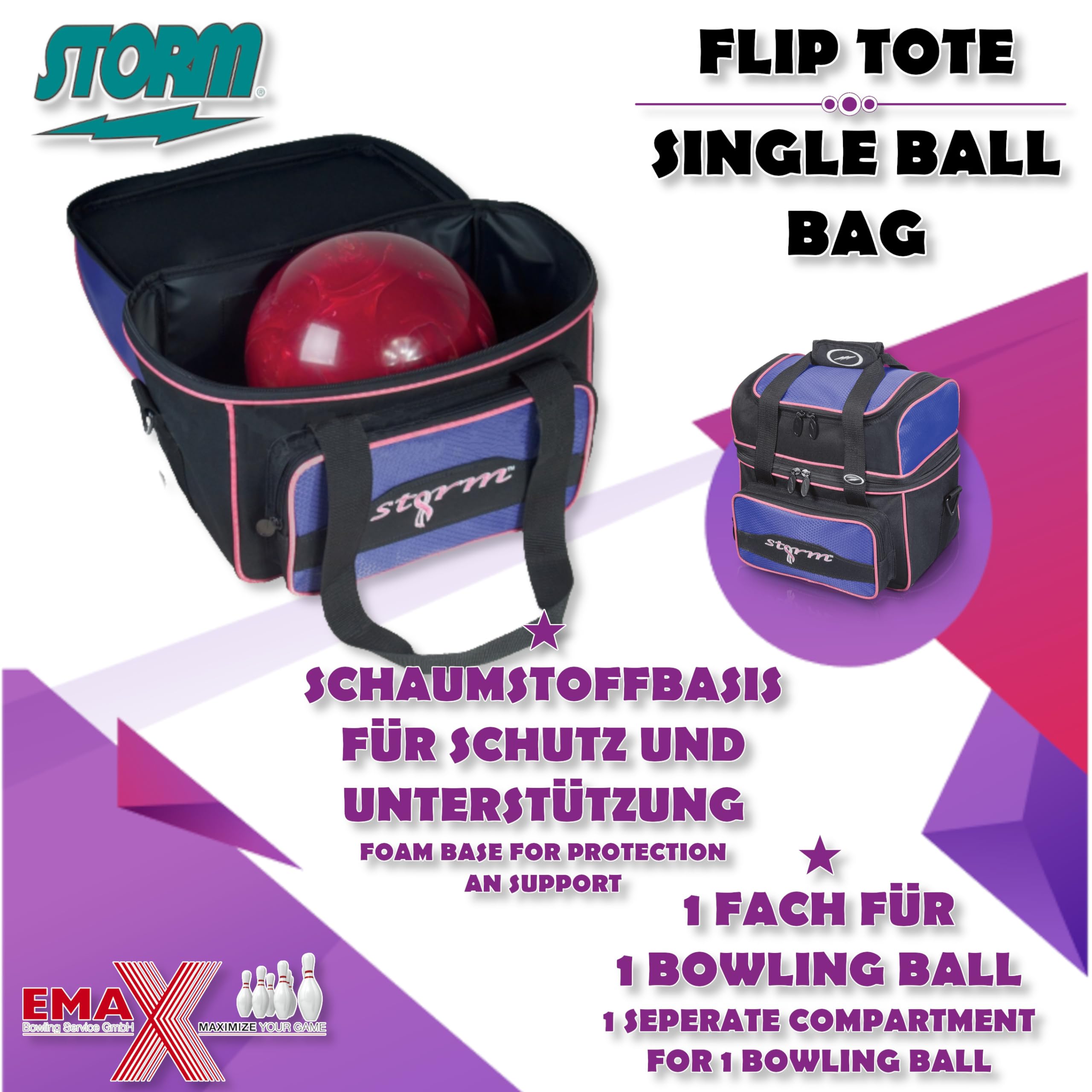 EMAX | Storm - Bolsa para bolos con compartimento para zapatos