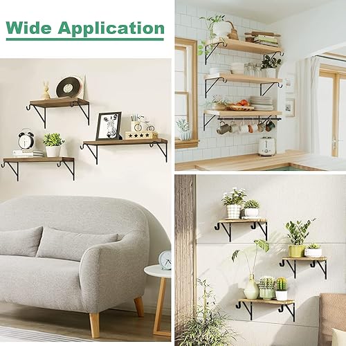 Miniatura 7 de Estante de armario y soporte de barra, paquete de 4 soportes de barra de armario resistentes, soportes de estante negros montados en la pared con