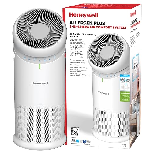 Honeywell Allergen Plus 3-in-1 HEPA Fan Air Purifier Circulator White