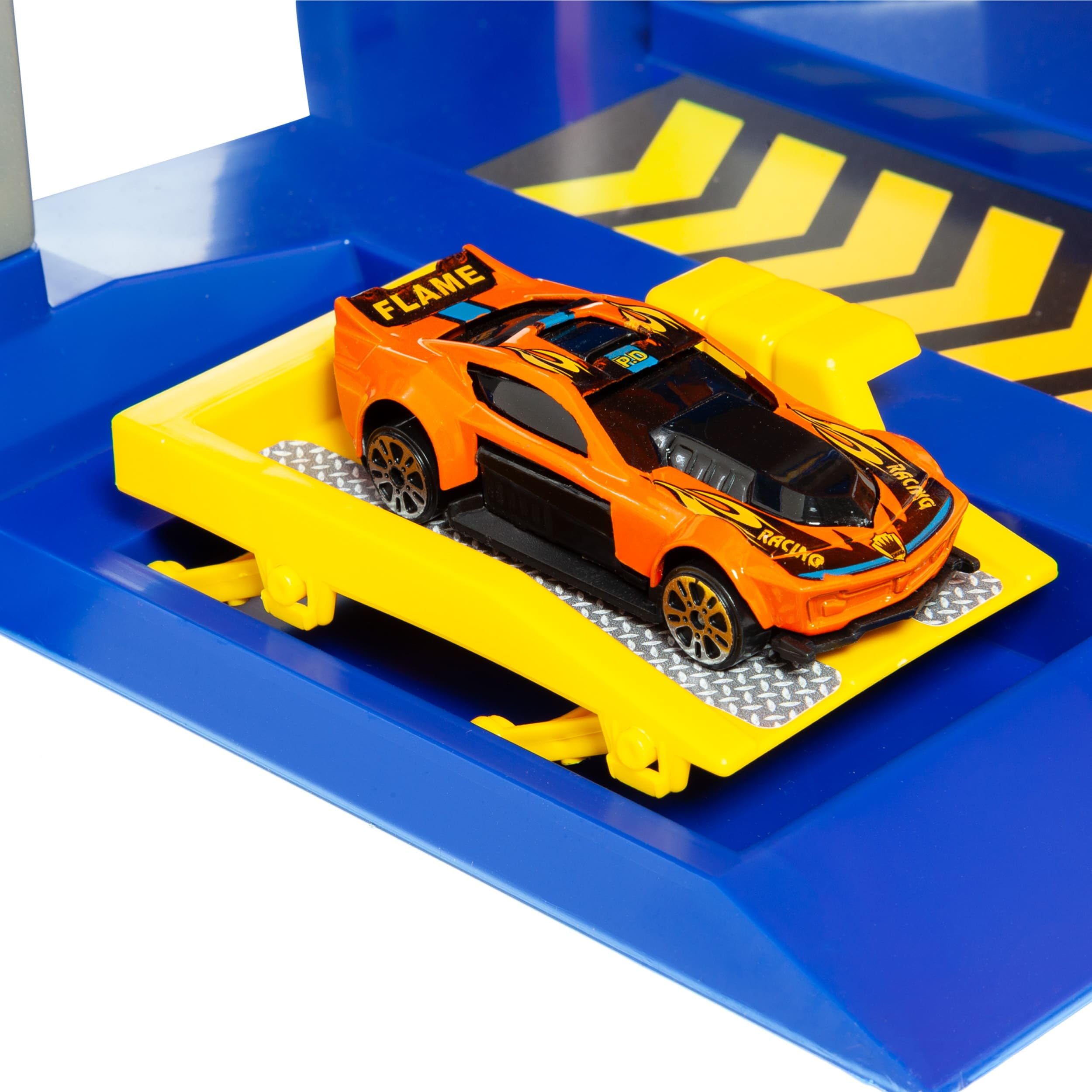 MOLTO Spielzeugparkplatz, 6 Pflanzen, blau, Kindergarage mit Rampen, Aufzug und 10 Autos – Fantasie- und Motorik-Spiel für Kinder ab 3 Jahren