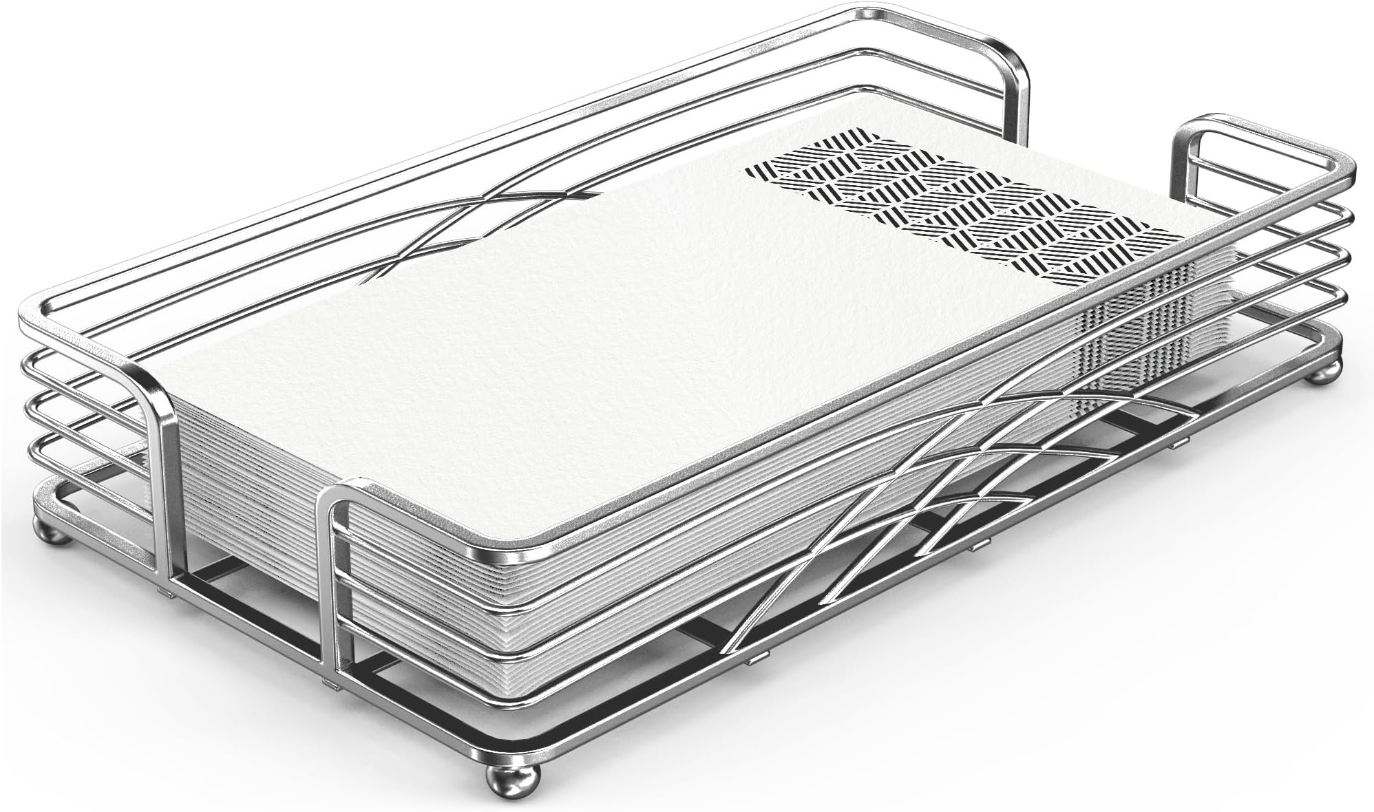 Silver Guest Towel Holder Tray for Bathroom – Countertop Napkin Organizer for Disposable Paper Towels, Elegant Hand Towel Rack for Powder Room, Modern Guest Bathroom Accessories