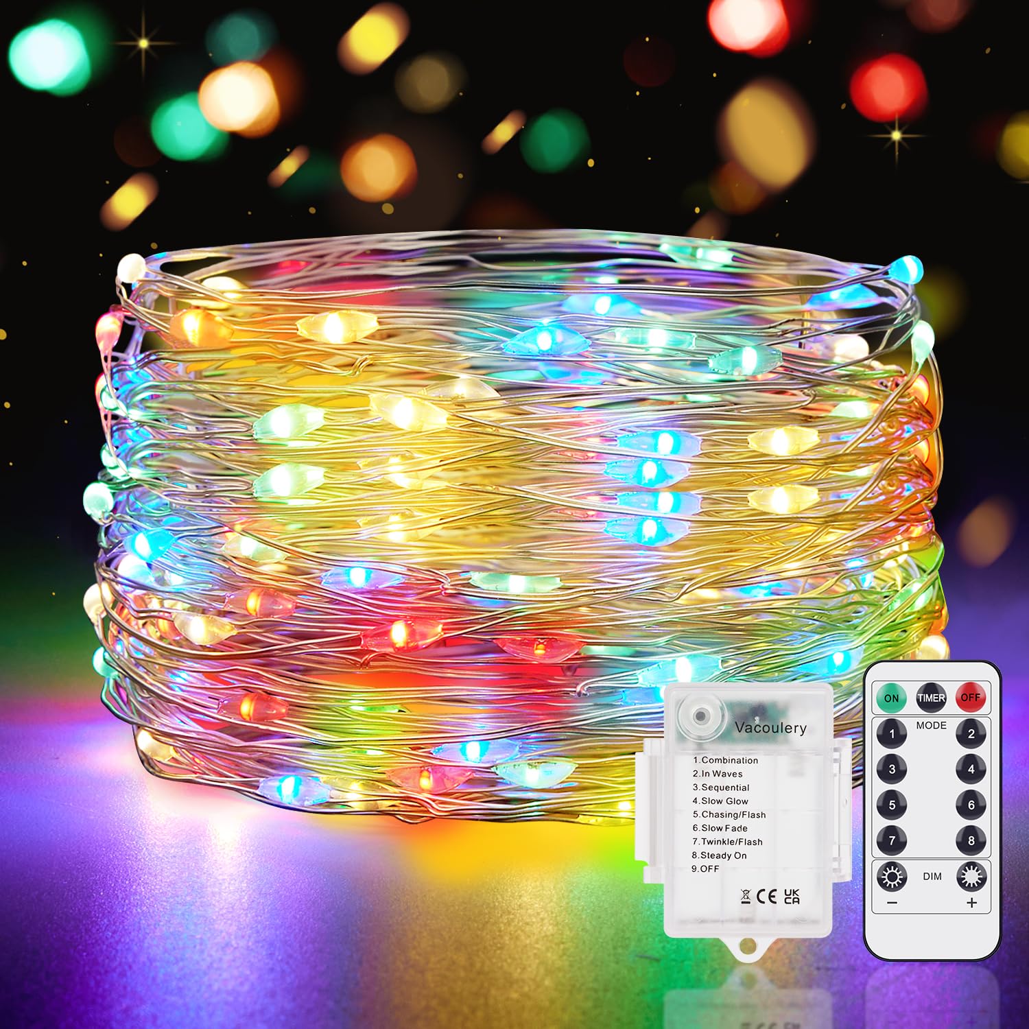 Fairy Lights Battery Operated, 5M 50 LED String Lights with Remote Control, 8 Modes Waterproof Dimmable for Bedroom, Wedding, Party, Christmas, Tree Decoration (1 Pack, Multicolor) — image 1