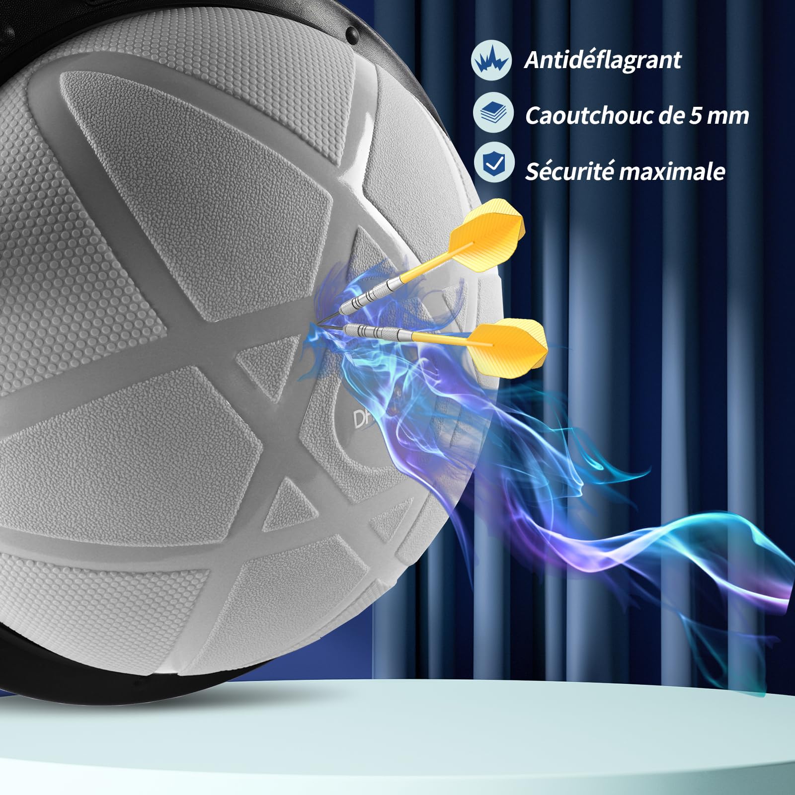 Ballon d'équilibre yoga 60 x 22 cm 200 kg demi-ballon gymnastique planche d'équilibre pompe bandes fitness