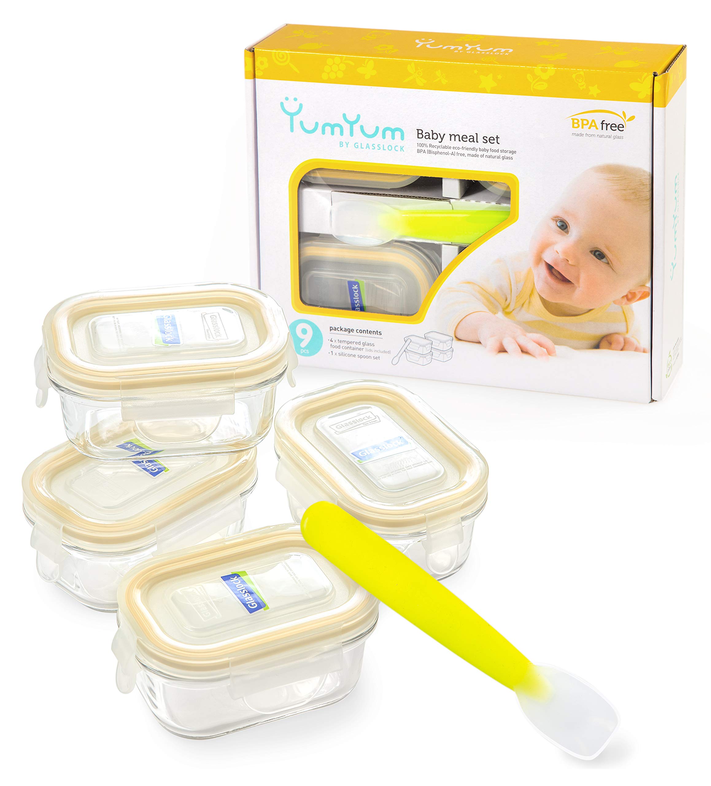 Glasslock Eco Friendly Airtight Spill Proof Baby Meal Food Storage Container transparent