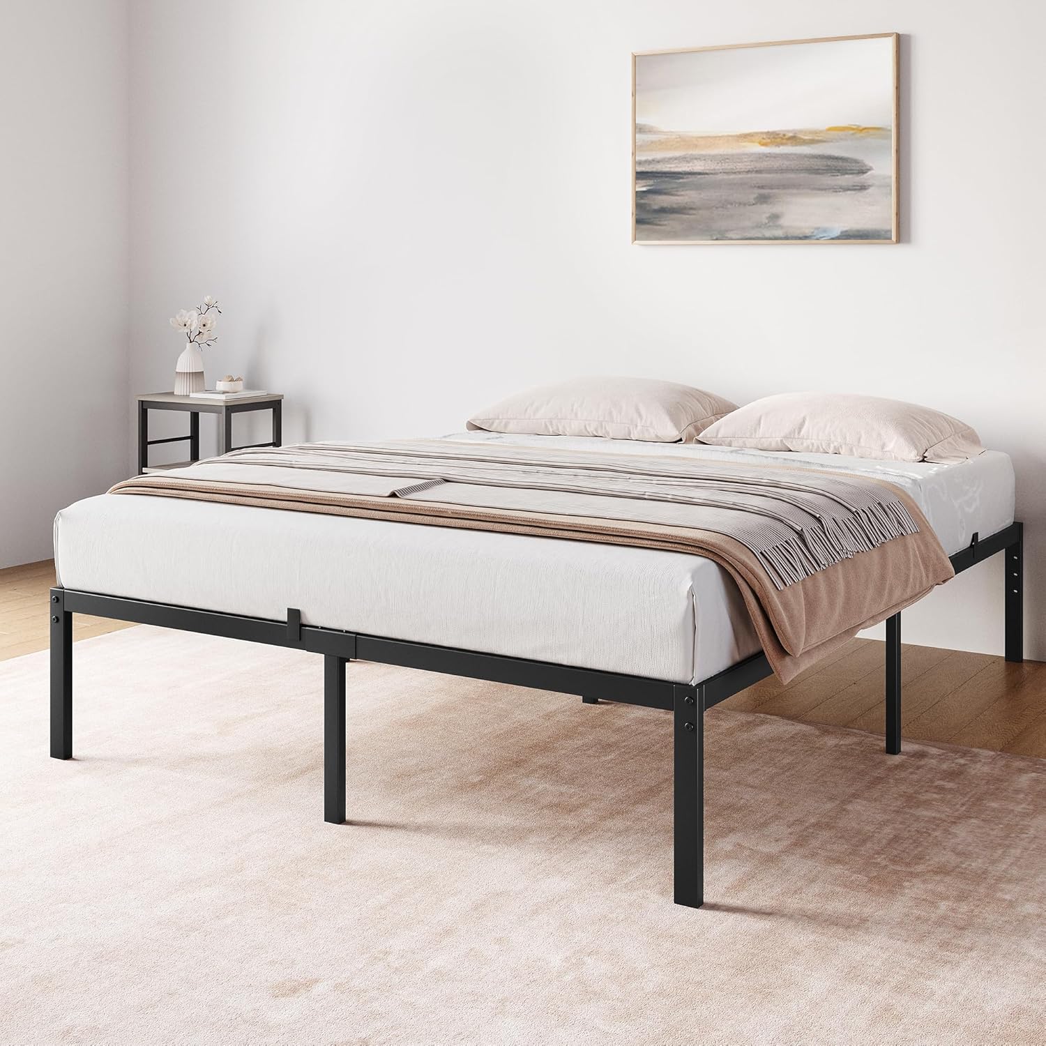 GAOMON 14 Inch Queen Bed Frame with Storage,Metal Platform