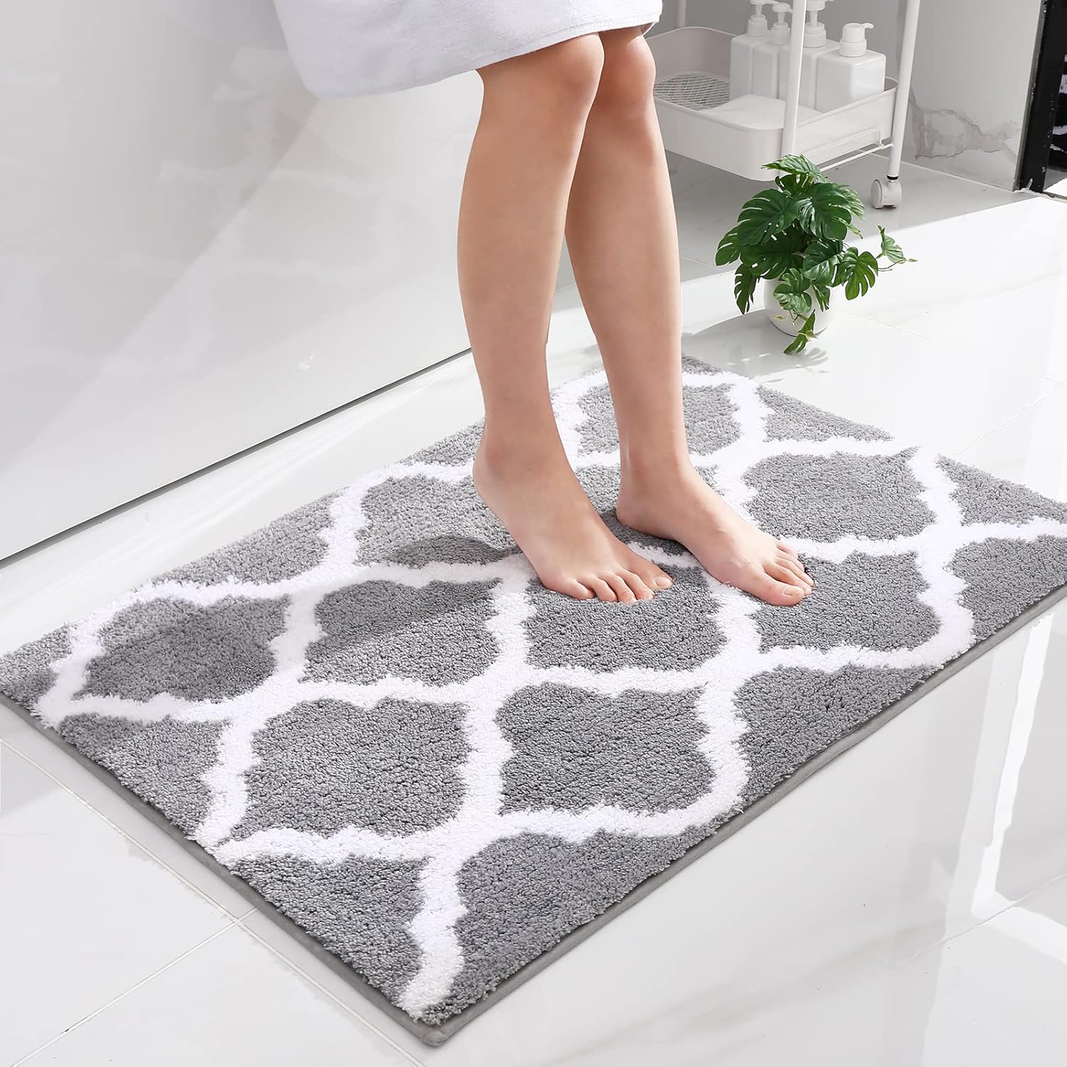 Olanly Luxury Bathroom Rug Mat, Soft and Absorbent Microfiber Bath Rugs, NonSlip