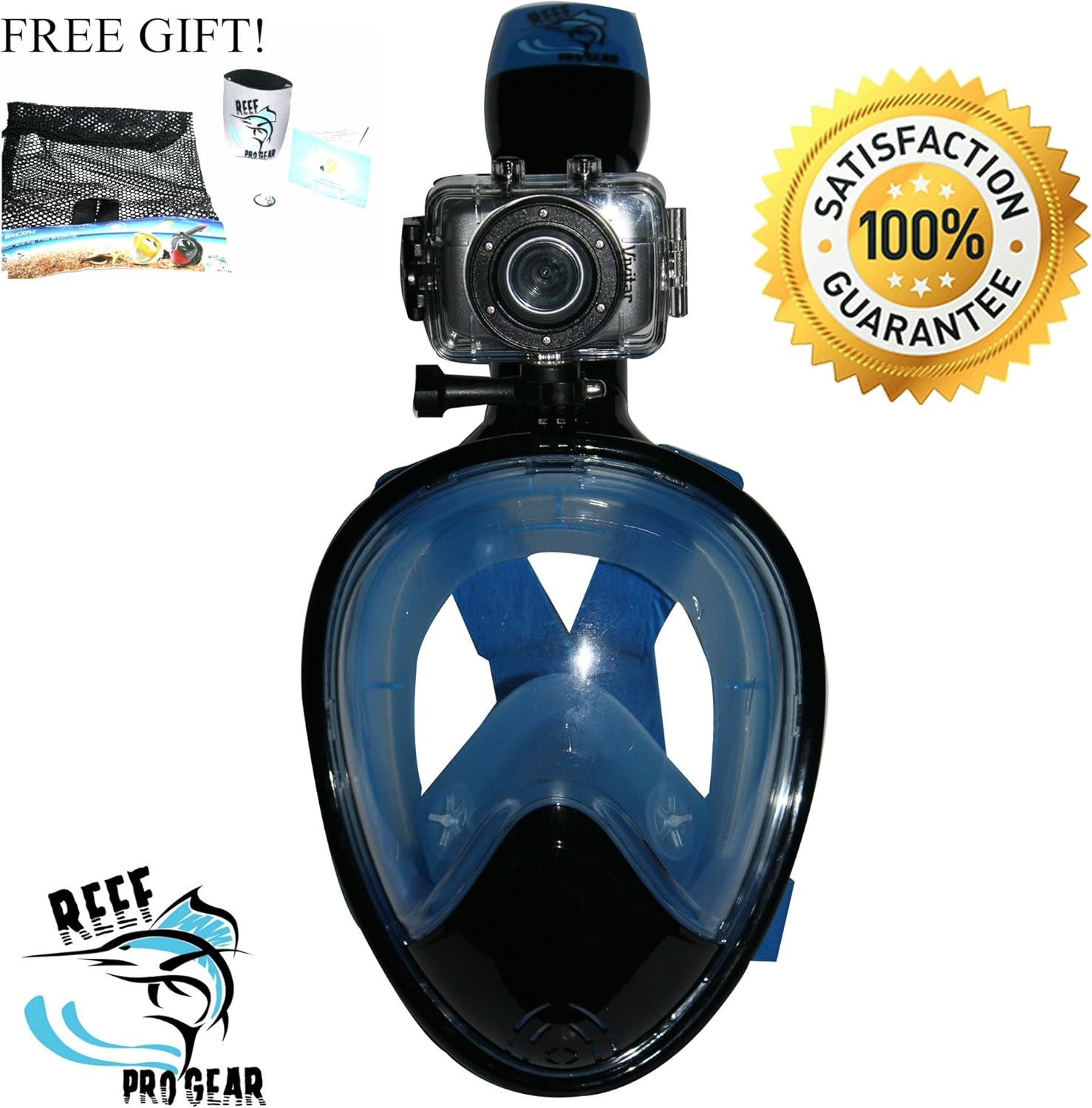 REEF ProGear Snorkel Mask, Full Face Easy Breath Design