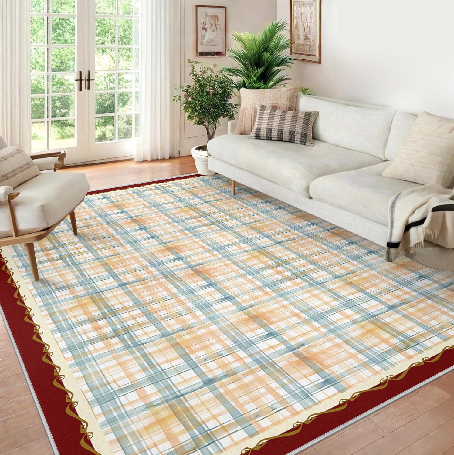 Tapis à 80x150cm carreaux décontractés zone dentrée carpette unique ferme paillasson lavables moquette antidérapants poil bas lentrée Cuisine Sol avant Moquette carreaux Salle bain Chambre tambours