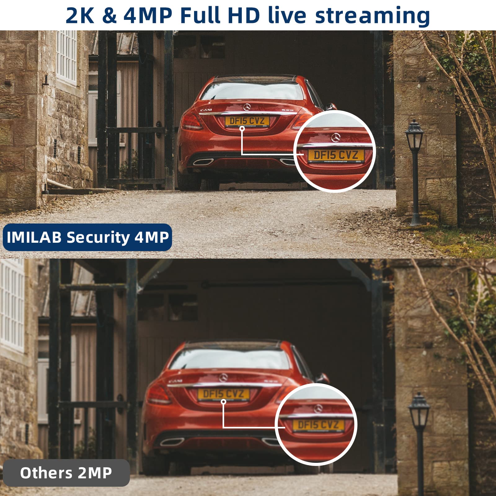 Telecamera da Esterno Wireless, Batteria Ricaricabile, risoluzione 1080p, telecamere IP WLAN, sensore di Movimento, 4MP, 15M, Visione Notturna, Impermeabile IP66, Cloud Storage/Slot SD