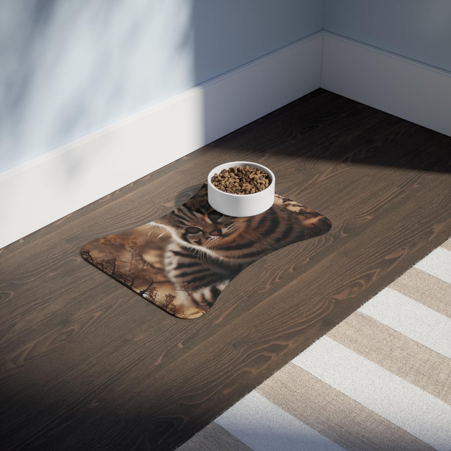 Black-Footed Cat Pet Feeding Mat - Vibrant Anti-Slip Design for Southern African Savannas