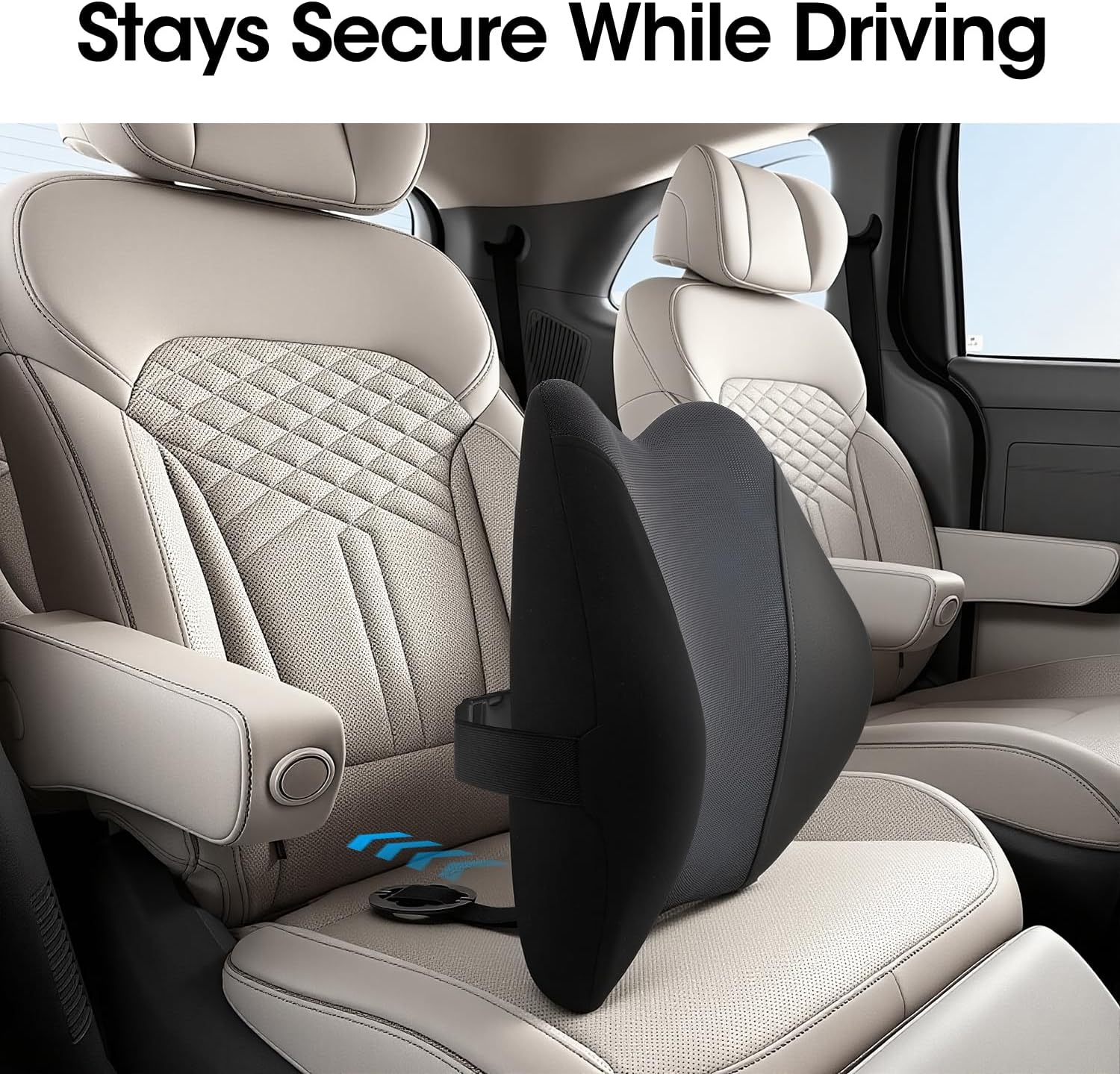 Lumbar Support Pillow for Car Seat – High-Density Memory Foam, Provides Comfort for Long Drivers, Relieves Lower Back Discomfort, Adjustable Strap Stays Put, Fits Most Cars, SUVs & Trucks (Black) - Image 4