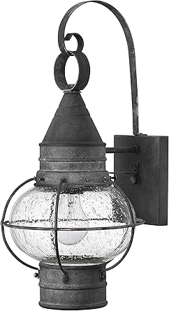 Hinkley Cape Cod 2200DZ Medium Wall Mount Onion Lantern, Clear Seedy Glass, Wet Rated, Aged Zinc