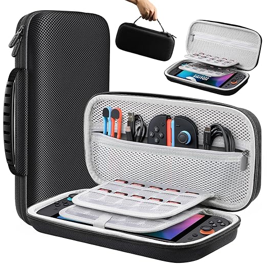 Lmcpa Carrying Case for Nintendo Switch 2 (2025) 7.9 Inch, Protective Hard Shell Portable Switch Travel Case, Durable Ballistic Nylon, Lightweight and Large Capacity, Accessories for Switch 2, Black