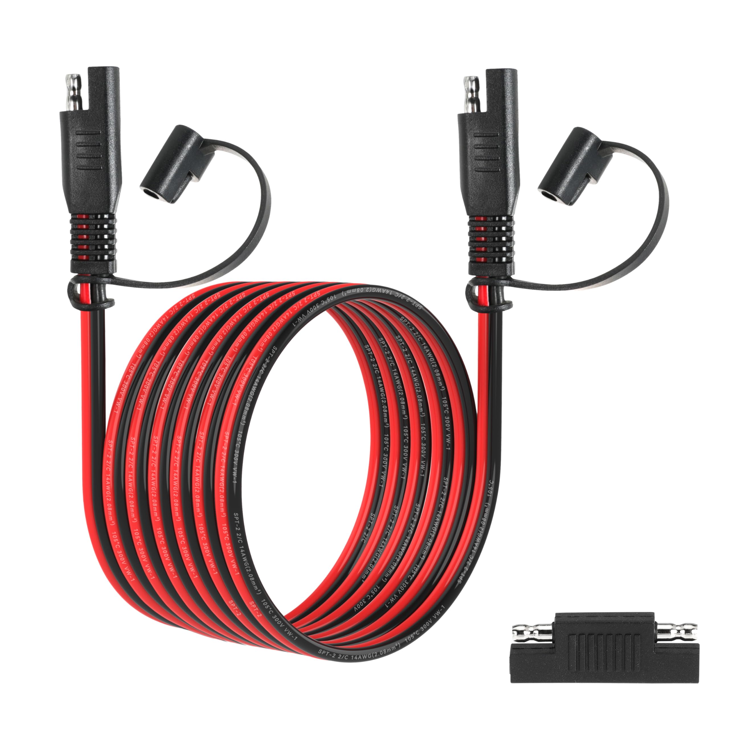 unrulysoul 10FT 14AWG SAE Extension Cable, 14 AWG SAE Quick Disconnect Wire Harness 14 Gauge with Polarity Reverse Adapter for Solar Panel RV Battery