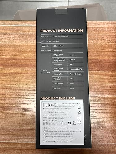 Miniatura 10 de BENFUCHEN Máquina de café espresso portátil 3 en 1 sin función de calefacción, cafetera eléctrica de carga tipo C, mini cafetera de 17 bar para N