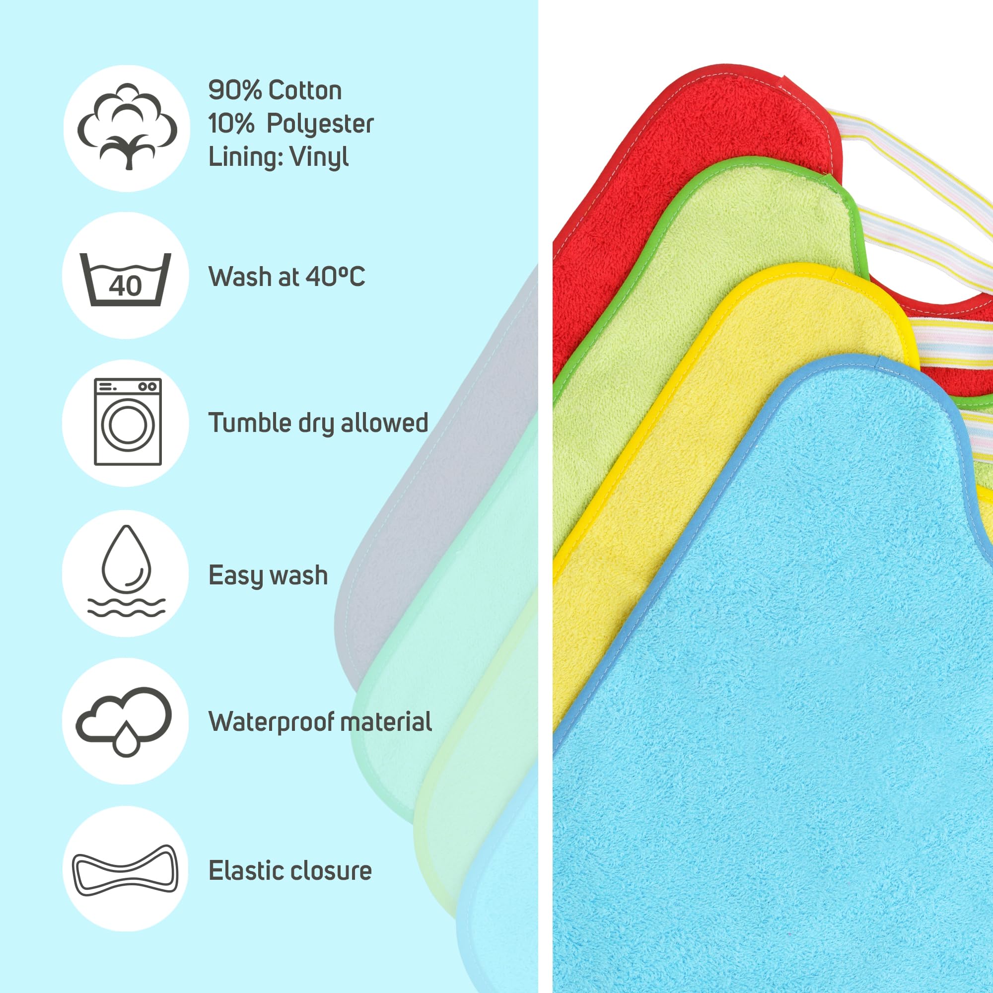 Ti-tin 3269-4 Pack of 4 Waterproof Bibs 12, 32 x 36 cm, Bright Colours, 18-24 Months Unisex Baby, Strong Colours - Image 4