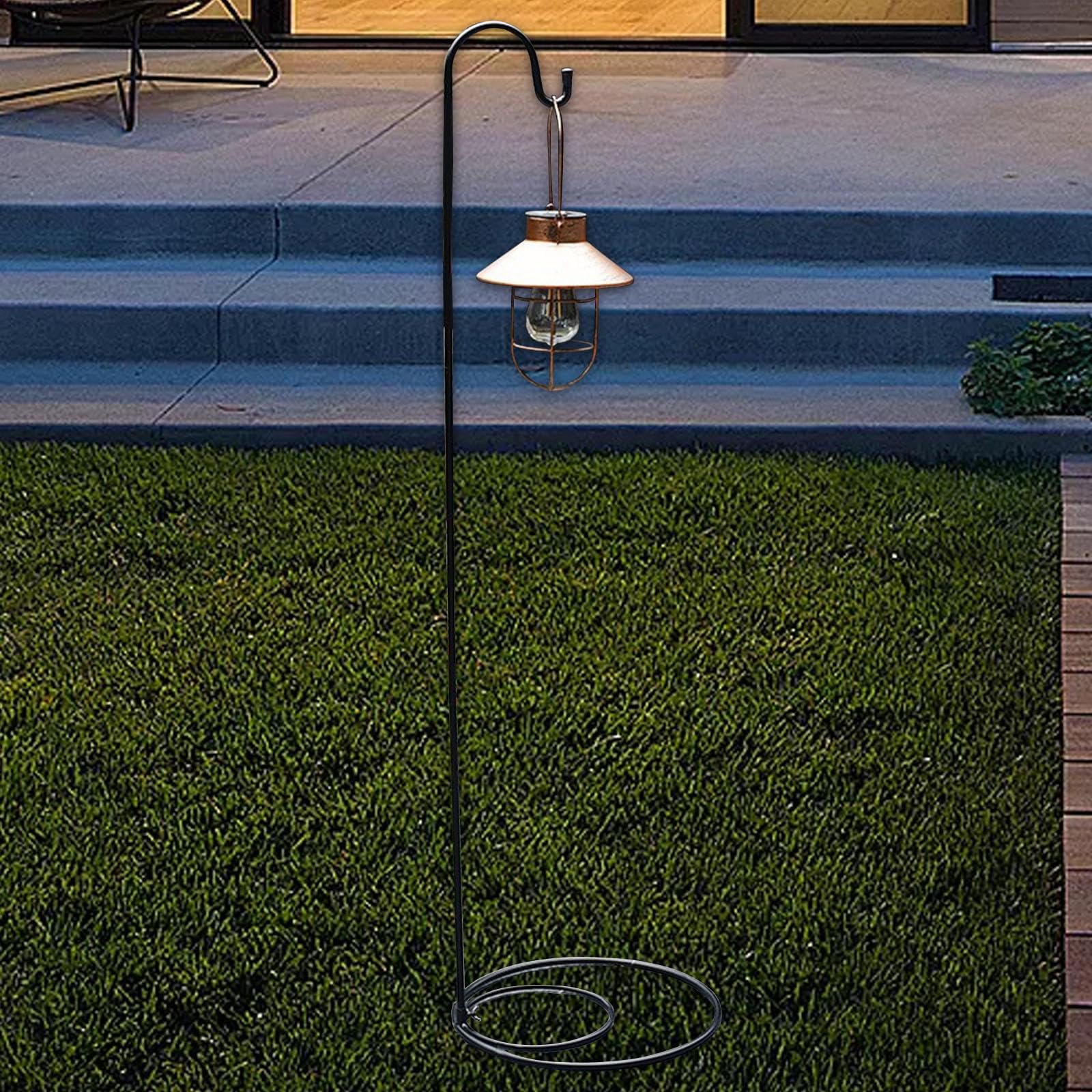 Baoblaze 2 Pezzi Supporti Tipo Gancio da Pastore per Esterni con Base Piatta, 120 Cm, Ferro
