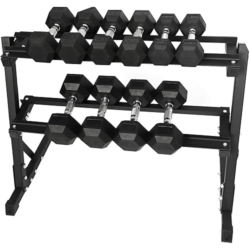 Premium Rubber Coated Hex Dumbbell Weight Set, Multiple Packages