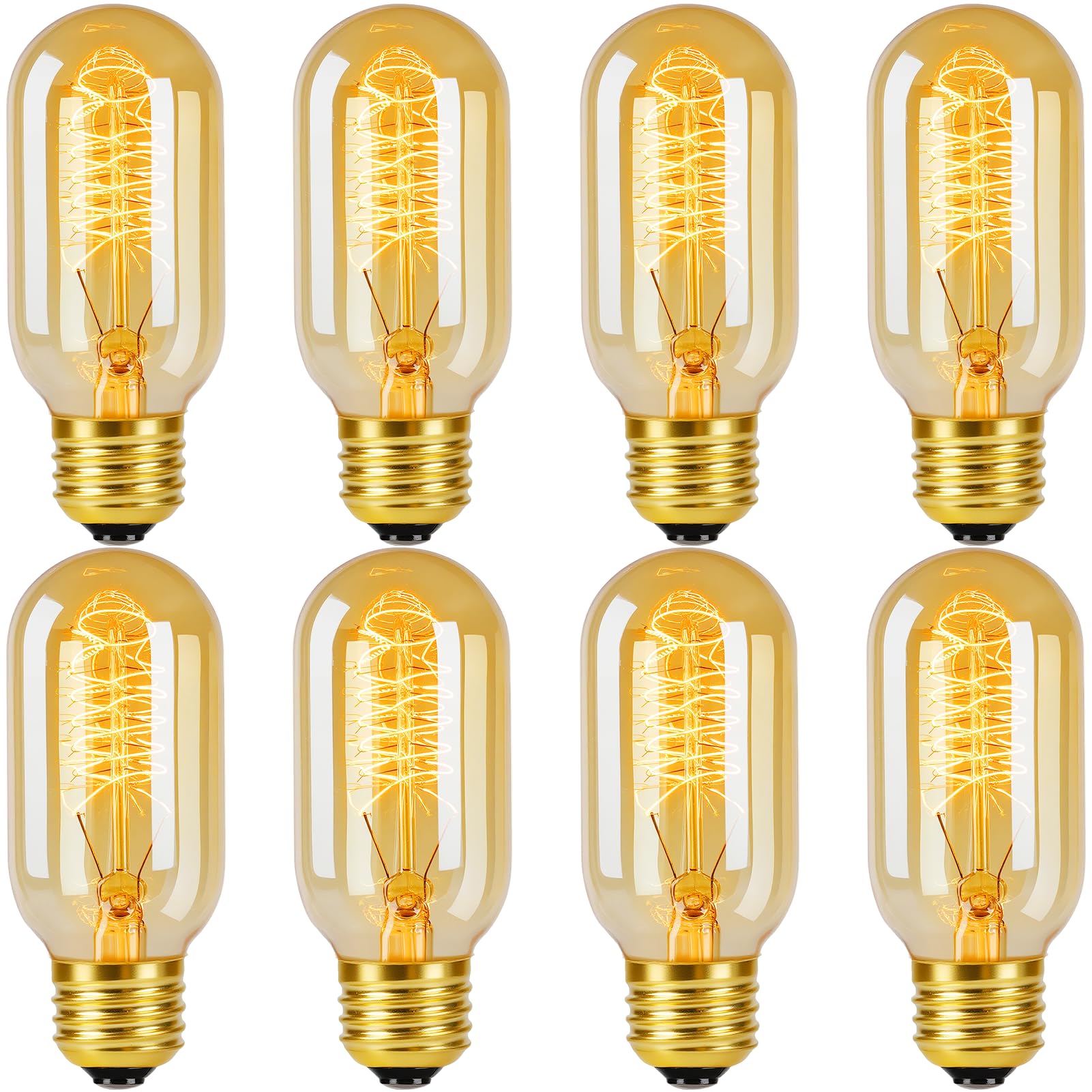 COLWATT 8 Pack Vintage Edison Light Bulbs 60W, E26 Base Dimmable, T45 Decorative Antique Filament Bulbs with Warm Amber Glow for Home