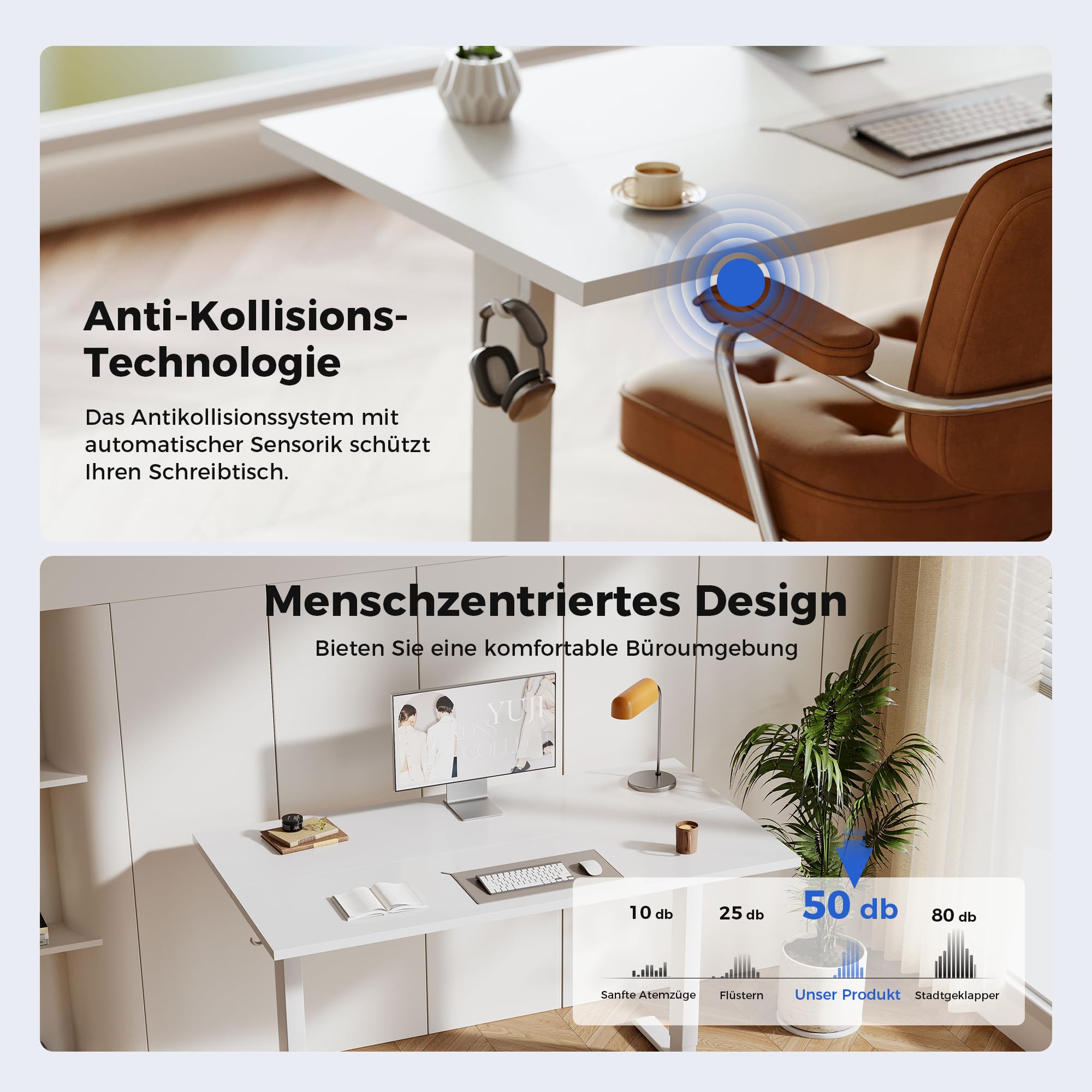 Agilestic Höhenverstellbarer Schreibtisch 100 x 60 cm Elektrisch mit Memory-Handsteuerung Weiß