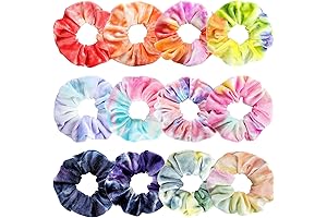 Soft Velvet Scrunchies Hair Accessories 12 Pack Tie Dye Ponytail Holder for Women