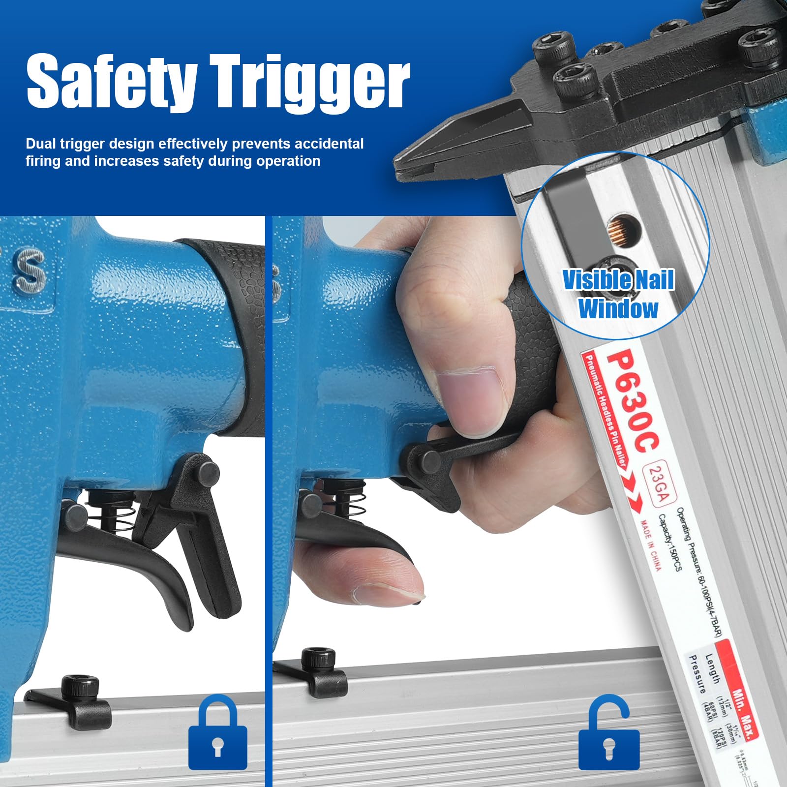 CTS P630C 23GA agrafeuse pneumatique sans tête pour meubles et bois