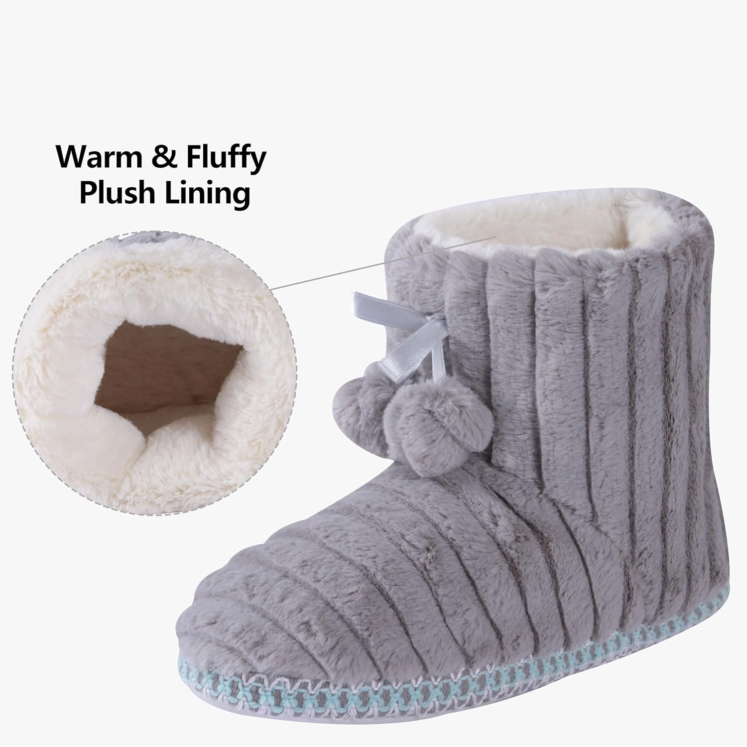 Forfoot Winter Slippers Booties for Women, Cozy Fleece House Shoes Indoor Bedroom Fuzzy Ankle Boot Slippers - Image 4