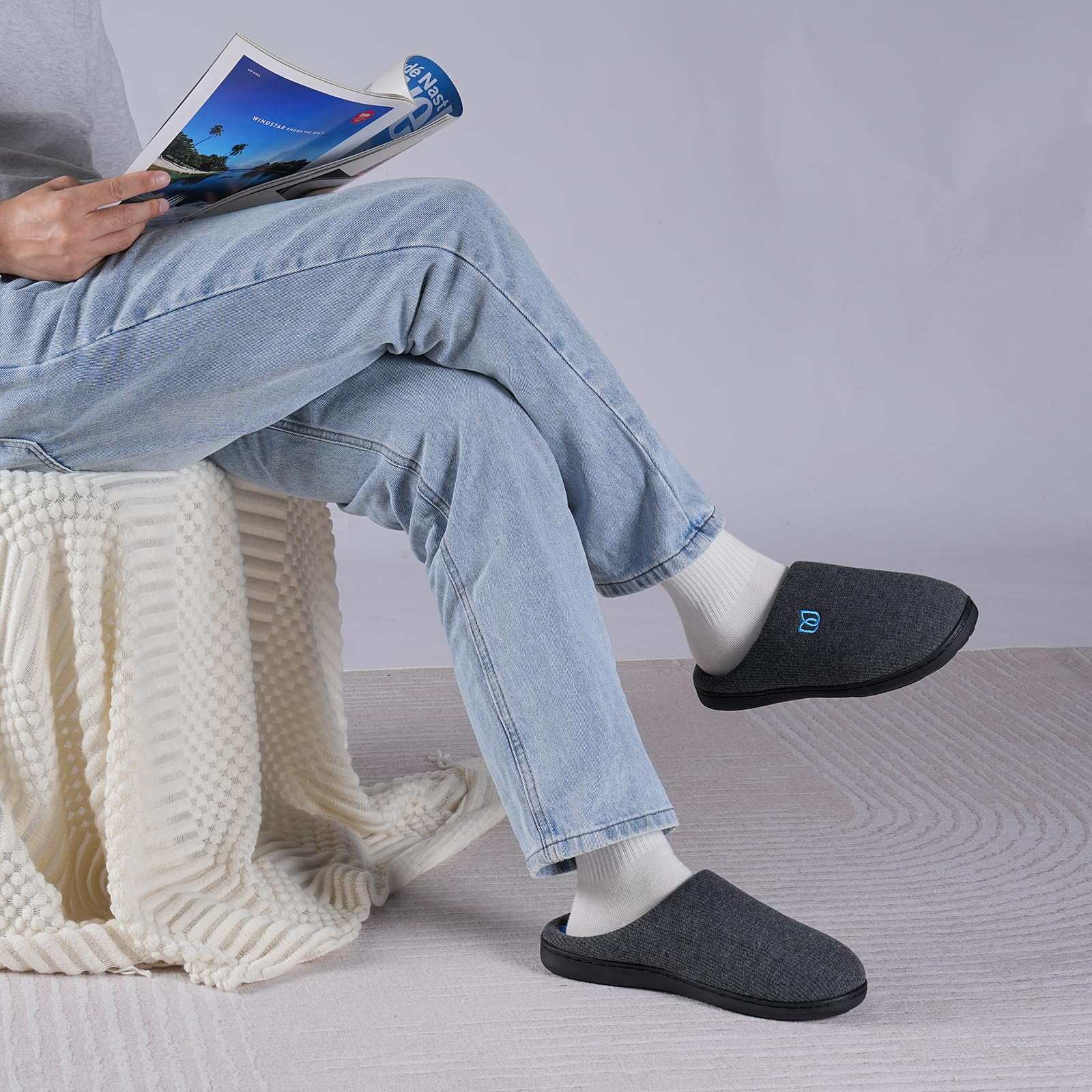 WateLves Pantofole Uomo Unisex Donna Antiscivolo Scarpe Inverno Peluche Morbido Ciabatte in Memory Foam
