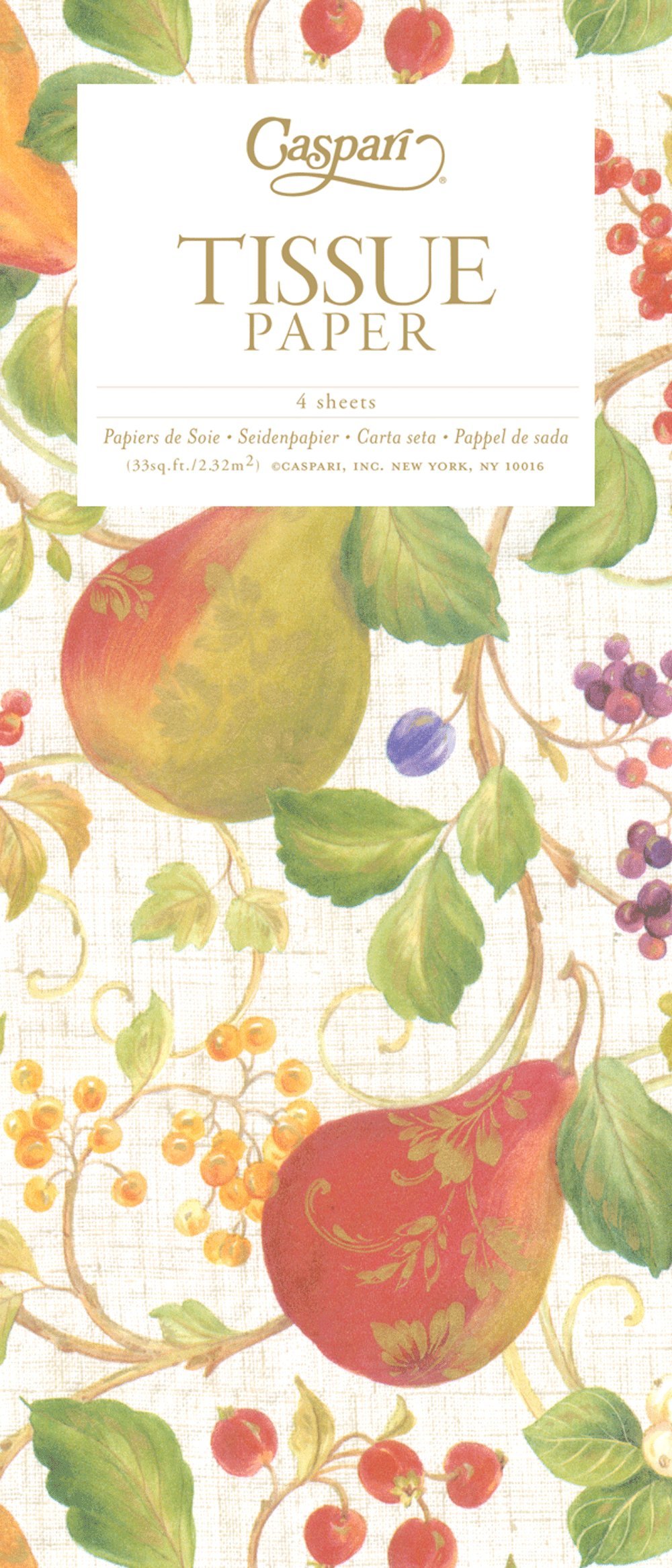 Entertaining with Caspari Decorated Pears Tissue Paper, Package of 4 Sheets