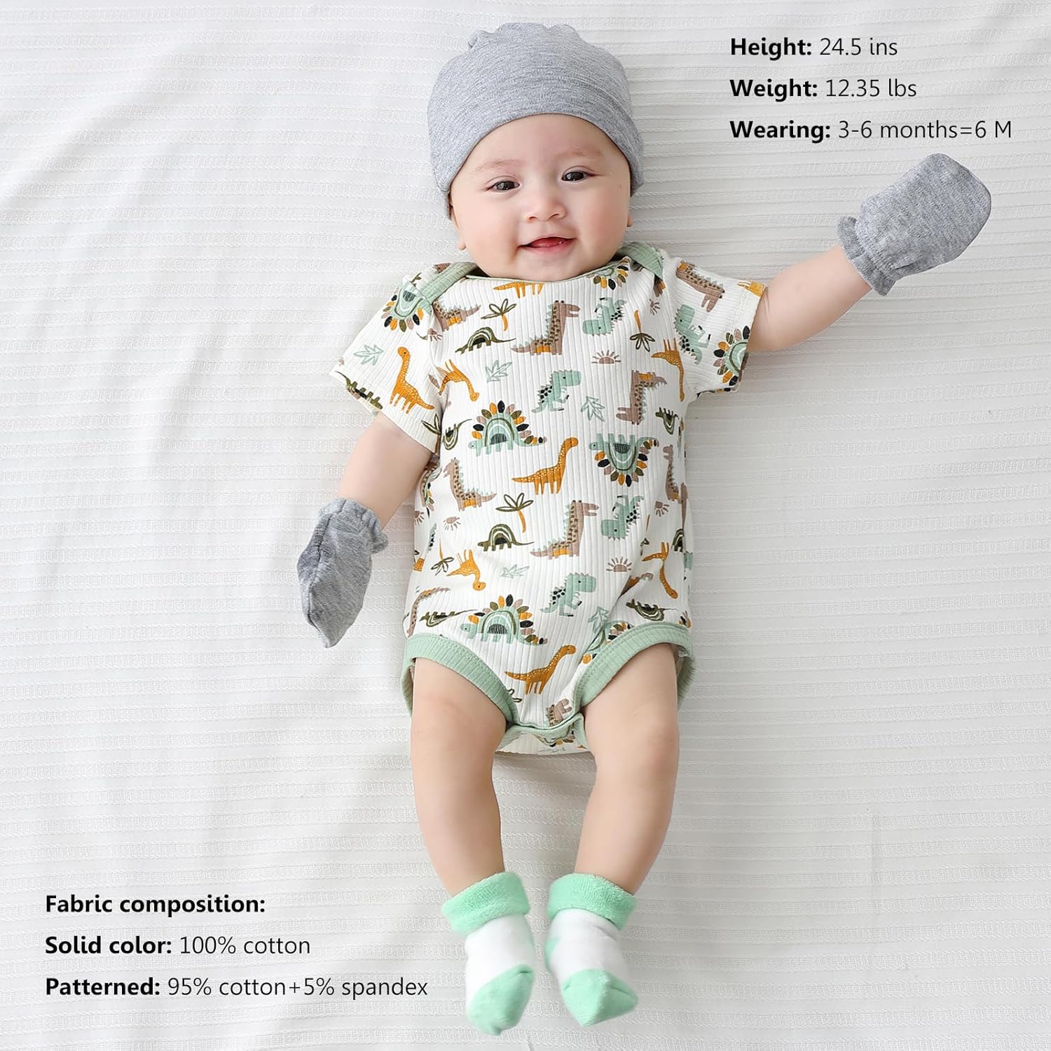 Newborn Baby Short Sleeve Bodysuit Cotton One-Piece Baby Clothes 5-Pack, 0-12 Months - Image 4