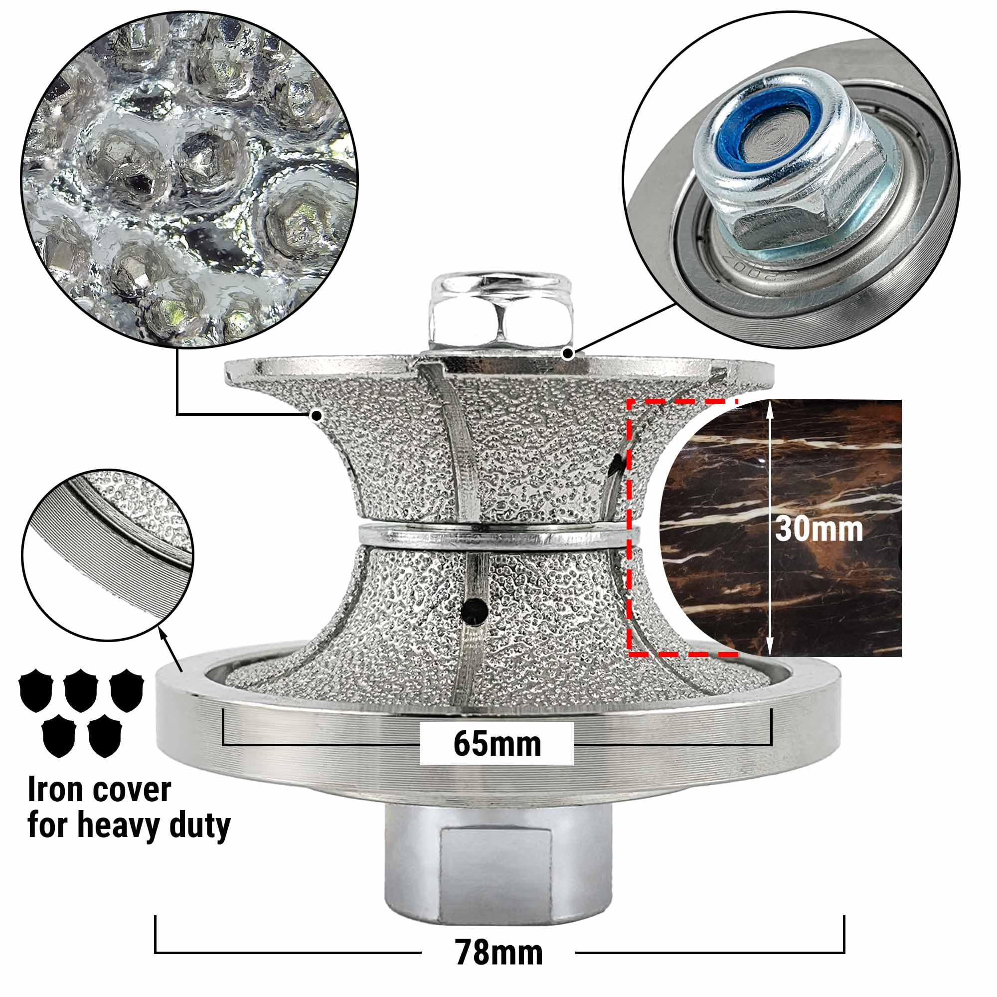 NBB Diamond Profile Wheel Diamond Router Bit Diamond Milling Drill chamfer Bit Grinding Wheel for Profiling Porcelain Tile Ceramic Granite Marble Stone Use on Angle Grinder(Full-Bullnose V30) - Image 2