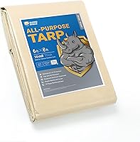 Vista 21 de GUARD SHIELD Lona beige resistente impermeable de 12 x 16 pies para exteriores, lona gruesa resistente a los rayos UV con ojales, 25/64 pulgadas