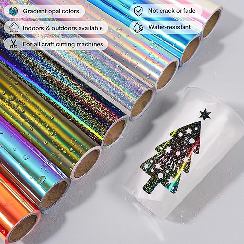 Miniatura 4 de VINYL FROG Paquete de 12 hojas de vinilo adhesivo de 12 x 12 pulgadas, vinilo cromado para manualidades, 10 paquetes de vinilo de colores surtidos