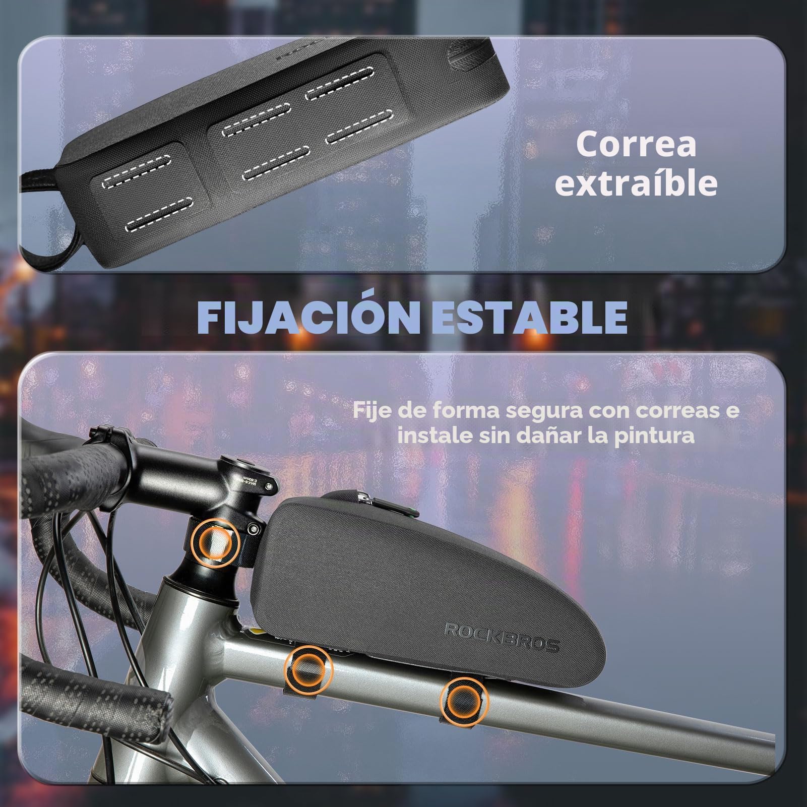 ROCKBROS Bolsa Cuadro Impermeable y 2 Piezas Timbre de Bicicleta Carretera