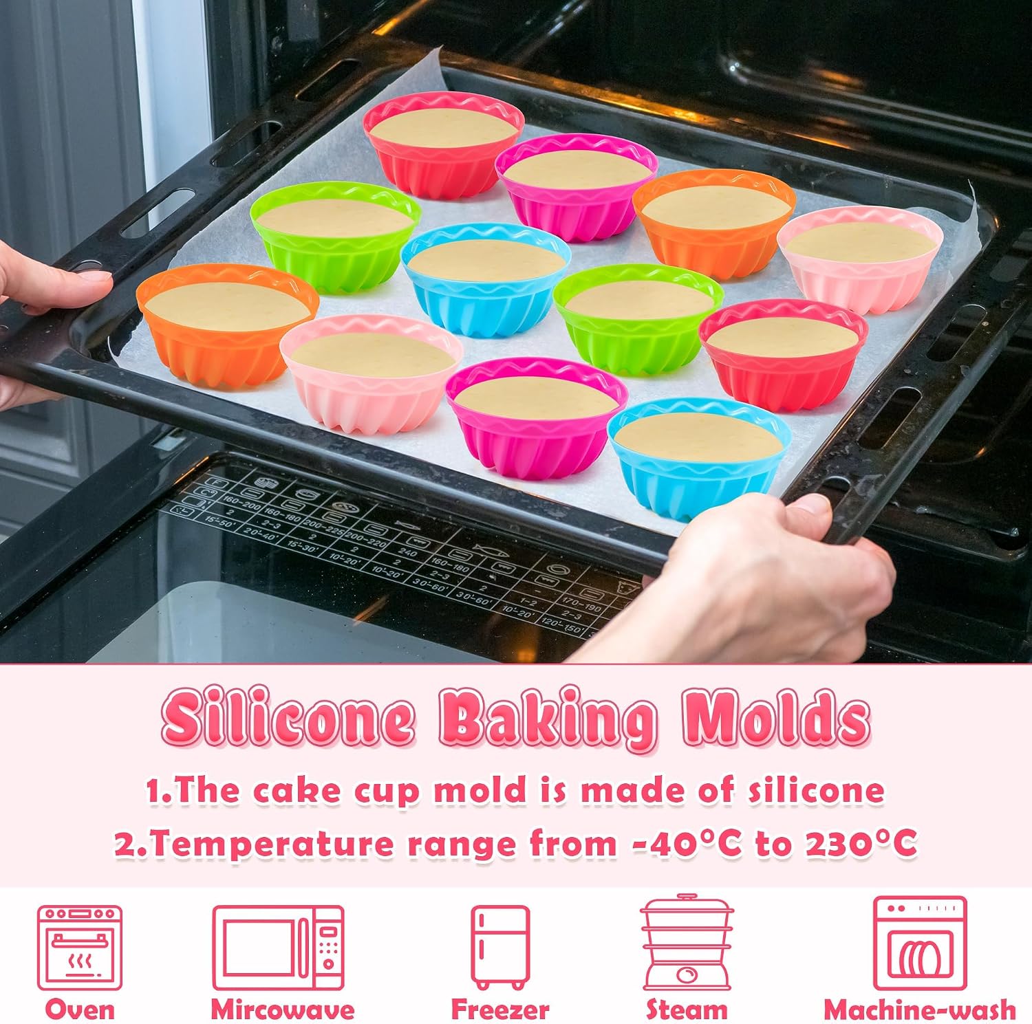 R HORSE 42Pcs Silicone Baking Molds Pumpkin Shapes Baking Cups Non-Stick Donut Wrapper Mold Muffin Liners Washable Reusable Wrappers Holders for Pan Oven Microwave Dishwasher