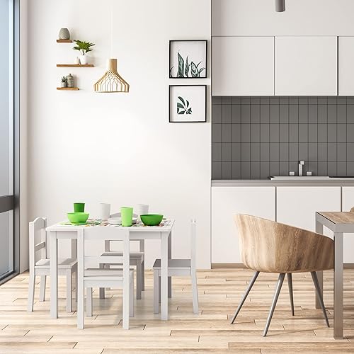 Miniatura 32 de Humble Crew- Juego de mesa y 4 sillas de madera para niños, gris/azul/verde/amarillo Gris/Azul/Verde/Amarillo,Blanco/Gris,blanco/rosa/púrpura