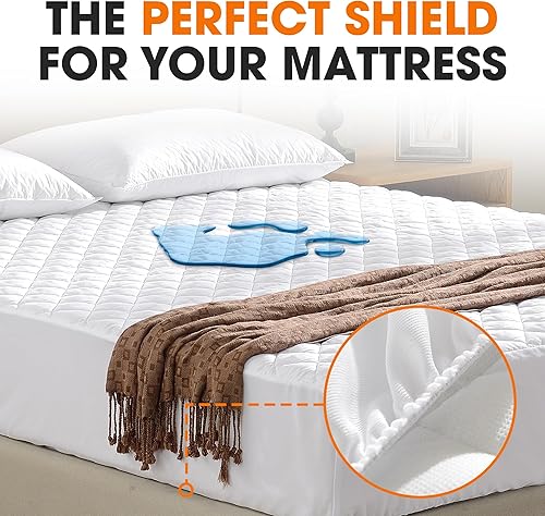 Miniatura 4 de Cheer Collection Protector de colchón impermeable, cómodo protector de cama para incontinencia para adultos, niños y mascotas, tamaño matrimonial