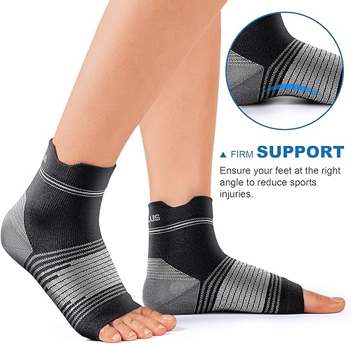 Miniatura 4 de Calcetines para fascitis plantar (6 pares) para hombres y mujeres, mangas de compresión para pies con soporte de arco y tobillo (negro, pequeño)