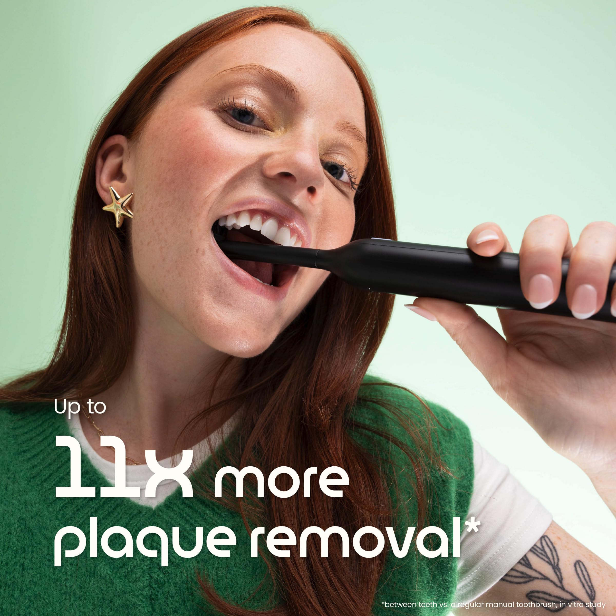 Quip Rev - Cepillo de dientes oscilante inteligente, cepillo de dientes eléctrico temporizado con funda, 11 veces más eliminación de placa, 4 intensidades, carga de batería de 30 días, color negro