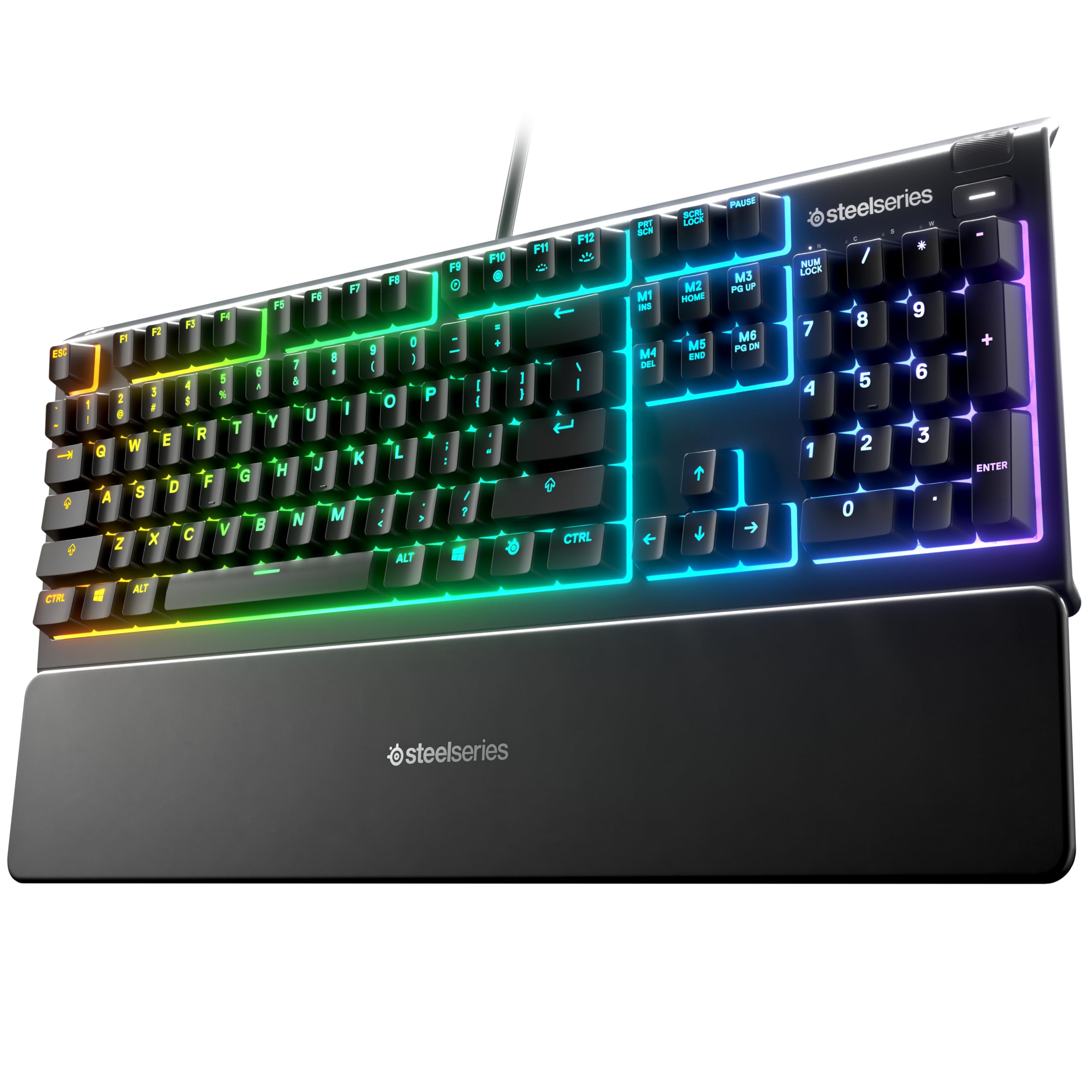 SteelSeries Apex 3 Gamingowa klawiatura RGB - 10 stref podświetlenia RGB - Ochrona przed wodą IP32 - Magnetyczna podkładka pod nadgarstki - UK QWERTY układ