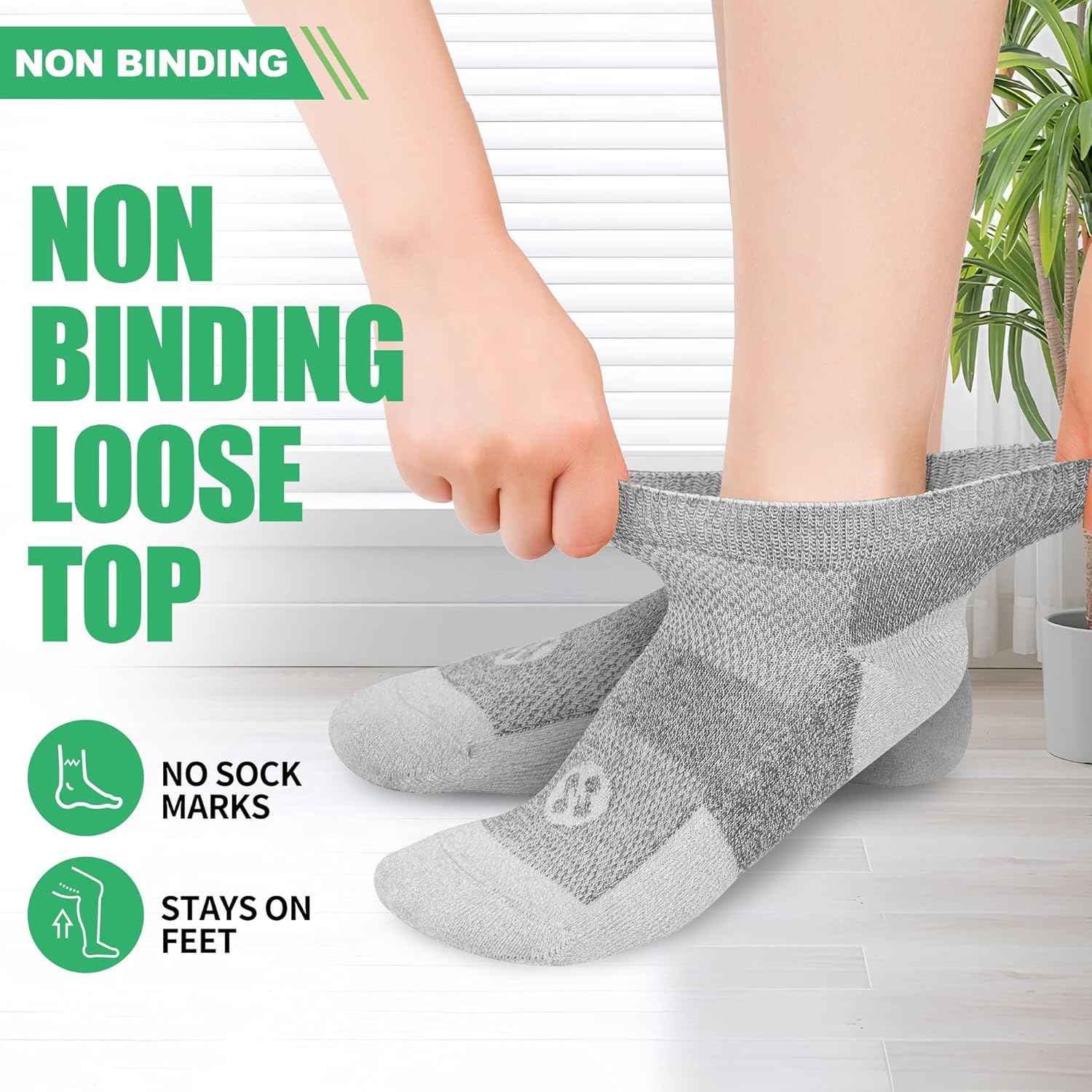 Diabetic Socks for Men,6 Pairs Low Cut Diabetic Neuropathy Socks for Men 9-11/10-13(White+Black+Dark Grey+Deep Grey+Sandy Color+Deep Blue-Large) - Image 3