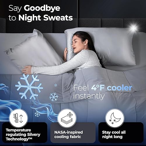 Miniatura 2 de Silvery Edredón refrescante con infusión de plata, galardonada manta de refrigeración automática para personas que duermen con calor con tecnología