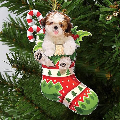 Miniatura 2 de Shih Tzu - Adorno para árbol de Navidad de perro Shih Tzu, idea de regalo para amantes de los perros, decoración de Navidad, adorno colgante para