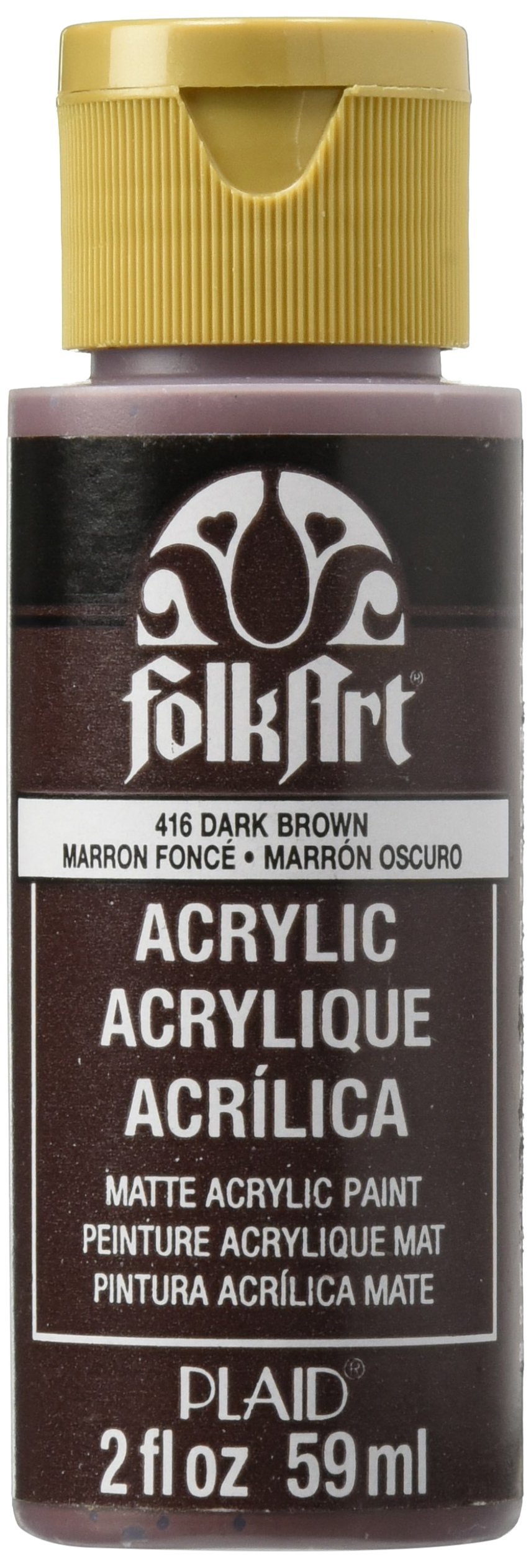 FolkArt Acrylic Paint in Assorted Colors (2 oz), 416, Dark Brown