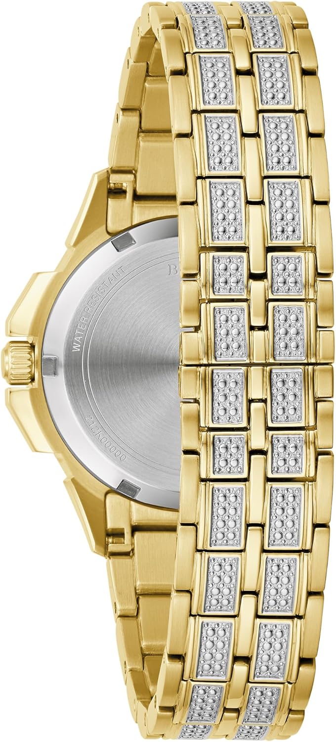 Bulova Ladies' Crystal Octava Gold Stainless Steel 3-Hand Quartz Watch, Crystal Bezel and Dial Style: 98L302 - Image 3