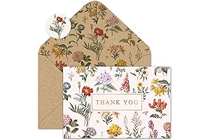 Whaline 24 Pack Wildflower Thank You Cards: Vintage Floral Greeting Cards Expressing Appreciation